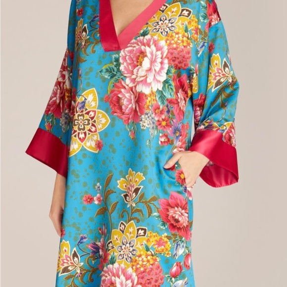 Natori Gayacan floral multi color tunic caftan dress NEW without Tag siz… - Picture 3 of 7